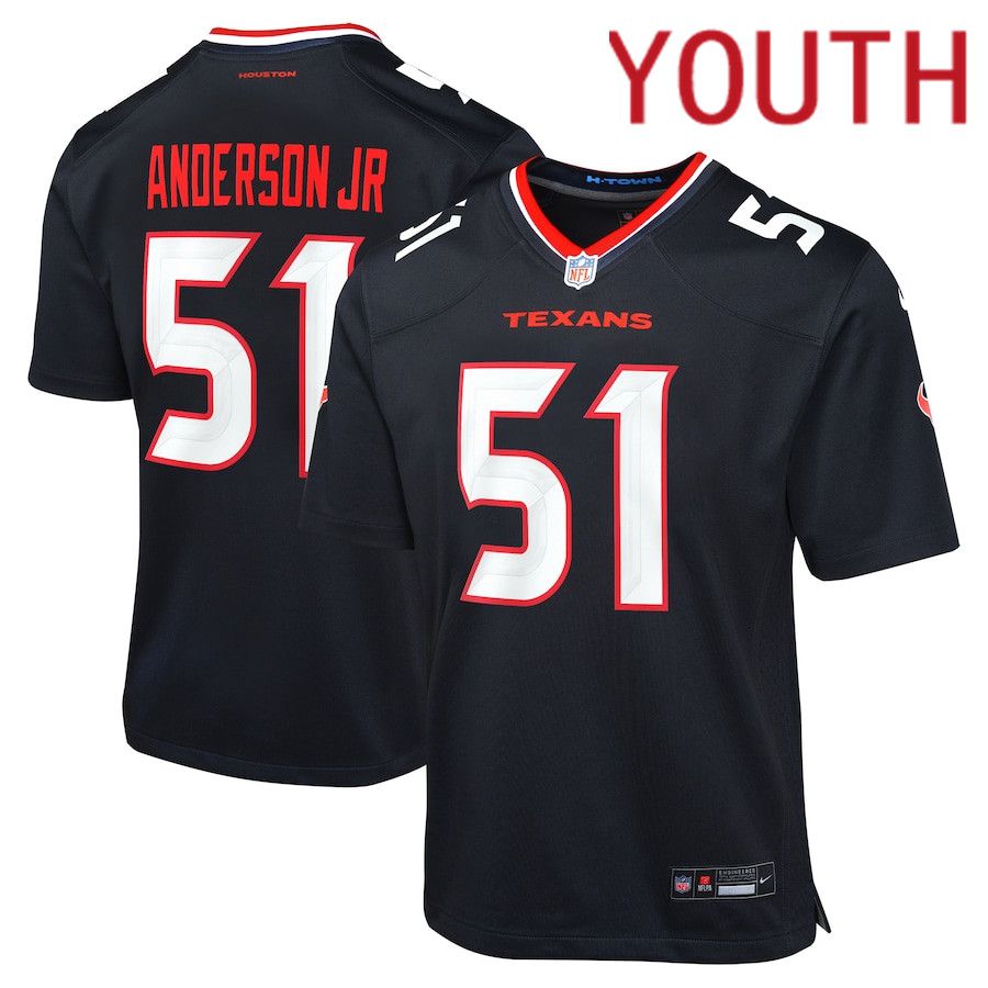 Youth Houston Texans #51 Will Anderson Jr. Nike Navy Game NFL Jersey->youth nfl jersey->Youth Jersey